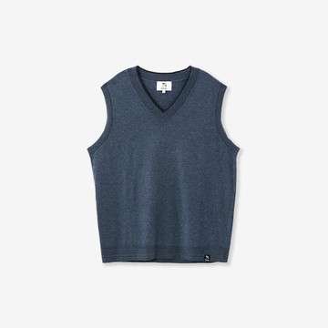 【網路獨家款】男裝-喀什米爾混紡V領背心-青藍色