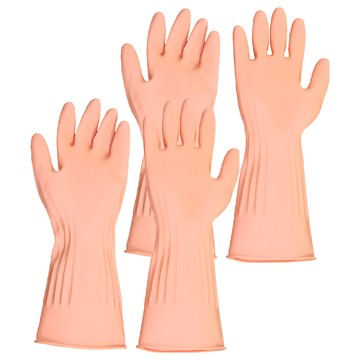 AXIS 艾克思 不分左右手清潔用手套 天然乳膠製 台灣製造  橙色  L(12.5 x 33cm)  2組