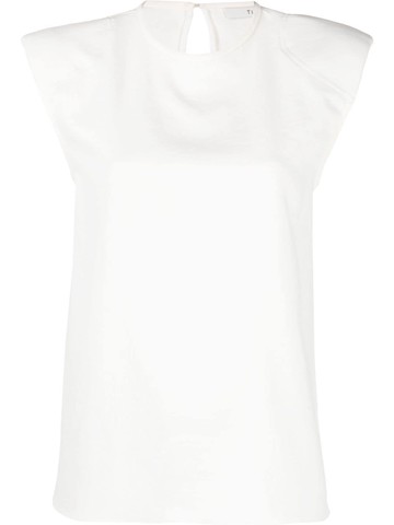 Tibi - sleeveless keyhole-detail top - women - Polyester/Polyurethane - XS - White