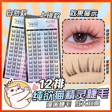 隔日到貨🚀貓精靈假睫毛 漫畫假睫毛 自然黑梗睫毛 小惡魔假睫毛 假睫毛自然 分段式睫毛