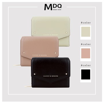 MDQ (訂單金額滿520送錢包) 信封壓扣三折短夾 女短夾 女錢包 零錢包 皮夾 卡夾 91N016