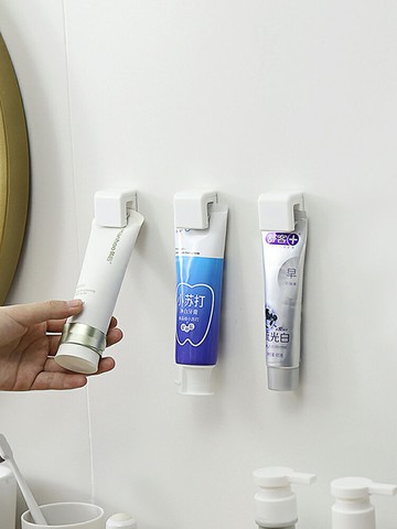 KM多用牙膏洗面奶掛架墻壁粘貼式收納掛夾浴室粘膠粘鉤掛鉤