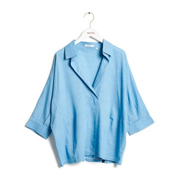 SOMETHING｜女裝｜半開襟下擺打摺襯衫