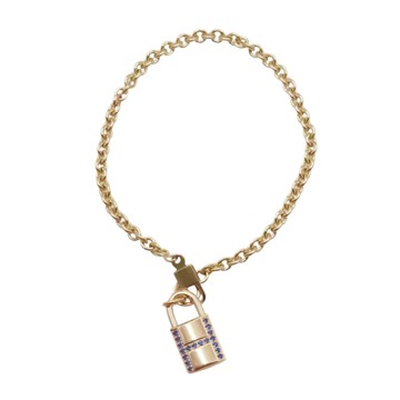 HERMES 愛馬仕 18K玫瑰金 藍寶石 Kelly Cadenas 手鍊 【二手名牌BRAND OFF】