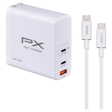 PX 大通 氮化鎵快充USB電源供應器 折疊插腳方便收納 多重保護 PD3.1 140W  白色  1個