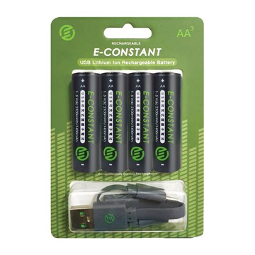 恆旭 免充電座鋰離子充電電池-3號電池x4顆(環保快充/e-constant/type-c)