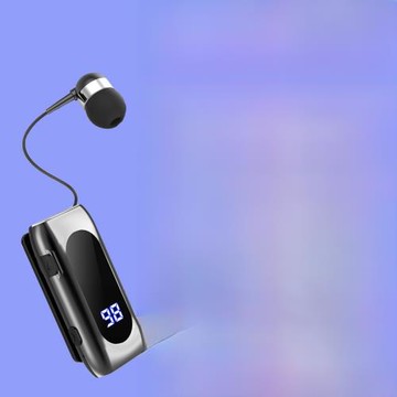 顯示電量領夾式藍牙耳機來電震動報號碼伸縮線通用聽歌通話防塵塞