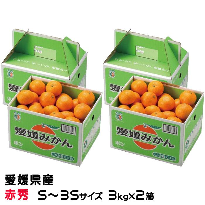 お歳暮 みかん 極旨小玉みかん 3kg×2箱 赤秀 S〜3Sサイズ JAえひめ中央 中島産 ミカン 蜜柑 ギフト