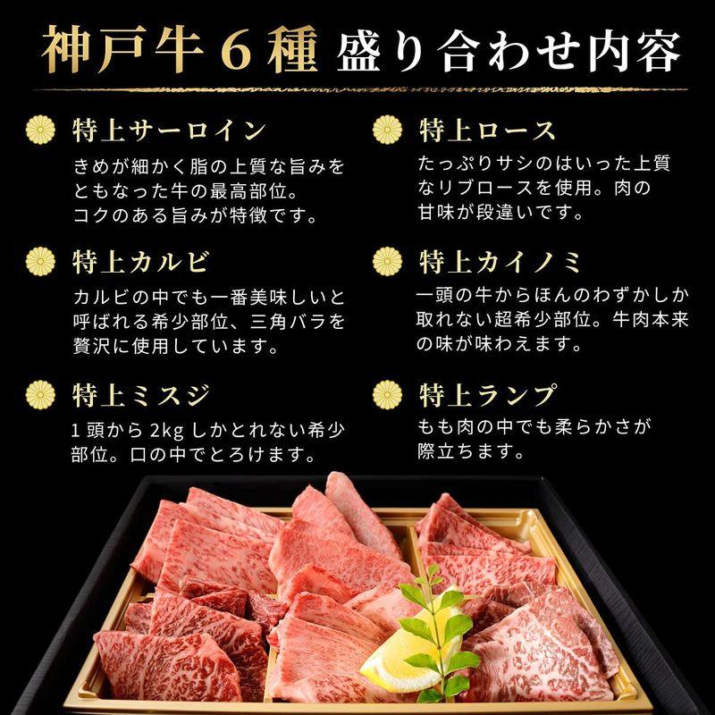 焼肉セット 神戸牛 世界最高峰 お祝い 熨斗対応可 6種 特上サーロイン・特上ロース・特上カルビ・特上カイノミ・特上ミスジ・特上ランプ A5