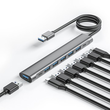 艾榮晟私模8合1分線器6xUSB 3.0帶5V供電現貨集線器天貓熱銷同款【宜家良品百貨】