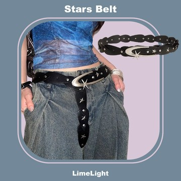 ☆LimeLight☆ 星星 造型 歐美 月亮 流星 拼接 腰帶 皮帶 牛仔褲皮帶 男女皮帶 Y2K皮帶 BEL-037