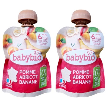 babybio 生機纖果泥 香蕉杏桃  90g  2包