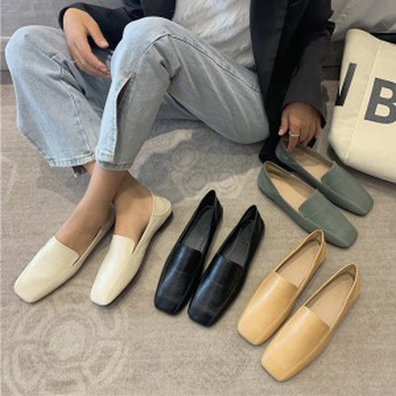 パンプス ローファー レディース フラットシューズ スクエアトゥ ぺたんこ靴 歩きやすい Pu 痛くない 滑り止め 大きいサイズ 入学式 通勤 通販 Lineポイント最大4 0 Get Lineショッピング