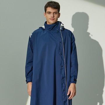 設計款斜開式雨衣-深藍