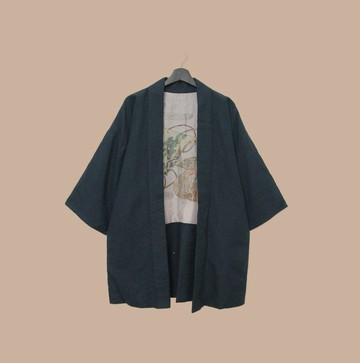 Back to Green-日本帶回羽織 香囊 卷軸松樹 M-36/vintage kimono