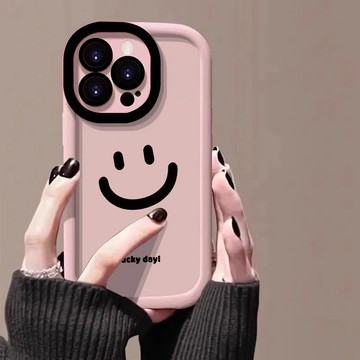 lucky大笑臉適用蘋果16promax手機殼彩繪iPhone14泡芙13簡約12/11