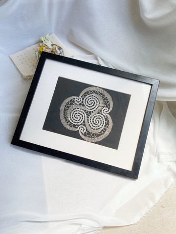 【好日戀物】德國vintage老奶奶古董手工梭編棒槌蕾絲刺繡裝飾畫