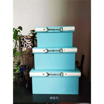 橙色收納盒樣板房收納箱衣帽間儲物箱歐式裝飾盒桌面整理盒新古典