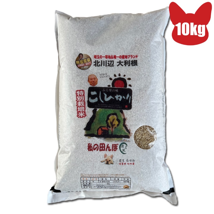 残留農薬ゼロ コシヒカリ 玄米 10kg 精米無料 令和5年 埼玉県北川辺産