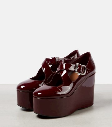 Alaïa Criss Cross patent leather wedges