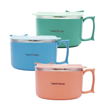 不鏽鋼碗 【一品川流】 Sweet Home XO#304不鏽鋼密封湯碗 / 泡麵碗-1400ml-2入組