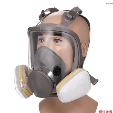 6800 18合1防毒全面罩 大視野矽膠防毒全面具 1面具主體+2個7號濾毒盒+2個濾蓋+10張濾棉+2個圓形濾棉+1收