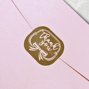 Thank you蝴蝶結 透明燙金貼紙 100小張一組