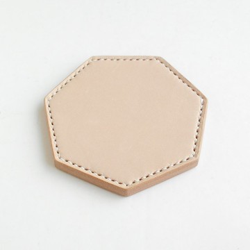 7 毫米鞣製皮革杯墊，六角形