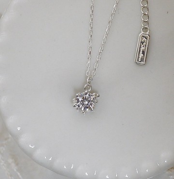 結晶小鑽 純銀項鍊/鎖骨鍊/頸鏈/單鑽/設計感/手感/精緻/自然系