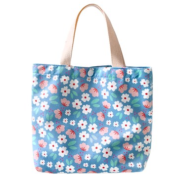 E.City 自然風清新碎花提袋 尼龍絨布  30 x 24 x 9.5cm  彩藍