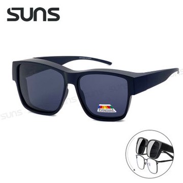 【SUNS】時尚大框偏光墨鏡/套鏡 霧黑框 包覆式太陽眼鏡 抗藍光+抗UV400/可套鏡/防眩光/遮陽