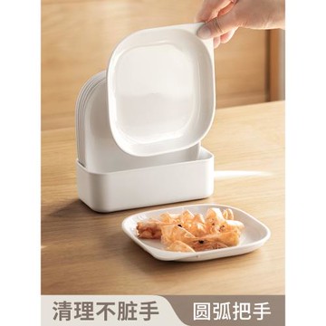 吐骨碟家用食品級餐桌垃圾盤輕奢吐骨頭盤碟子塑料盤子密胺水果盤