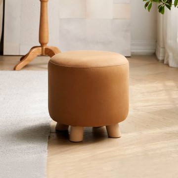 源氏木語實木科技布小圓凳S03158古銅黃-(H014360089)