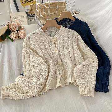 寬松毛衣小外套女春秋新款慵懶風外搭短款長袖針織開衫上衣服