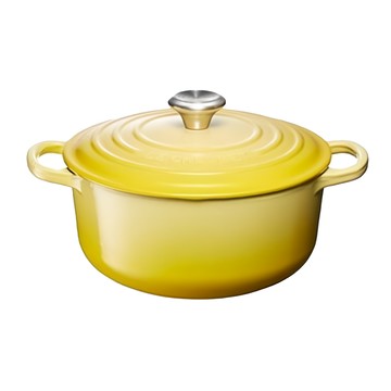 LE CREUSET 圓鐵鍋 鋼頭 3660g 2.4L  20cm  閃亮黃  1個