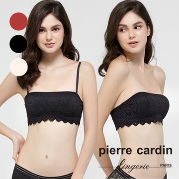 【pierre cardin 皮爾卡登女性內衣】鋼圈集中托高雕花美學內衣-黑