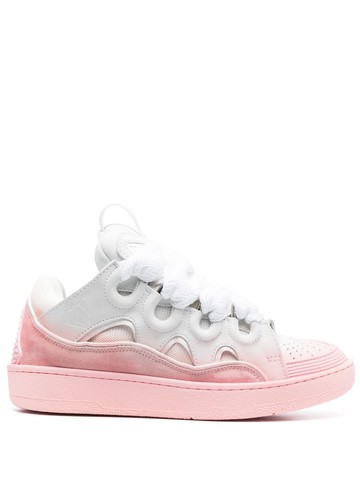 Lanvin - Curb lace-up sneakers - women - Calf Leather/Fabric/Rubber/Fabric - 40 - Pink