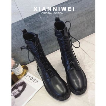 馬丁騎士靴女加絨春秋爆款中筒厚底冬網紅機車靴子2025年新款短靴