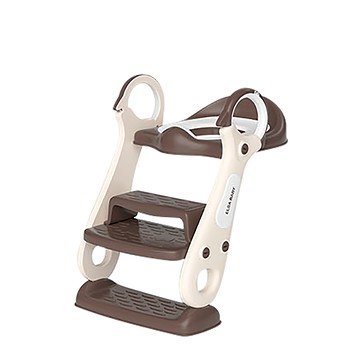 KiKimmy 成長型兒童輔助座便梯  H884型號  底部防滑墊  可拆式PU防水軟座墊  棕