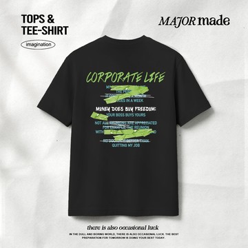 塗鴉螢光字母膠帶短T