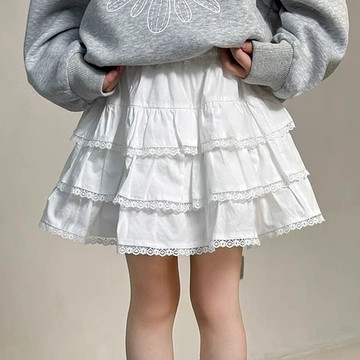 TUTU - 純棉腰鬆緊百搭澎澎短裙-內襯安全褲-白色