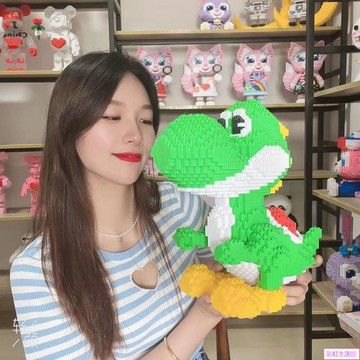 兼容積木玩具 積木恐龍 兒童積木 積木 男孩子微小顆粒益智兒童拼圖玩具高難度擺件耀西