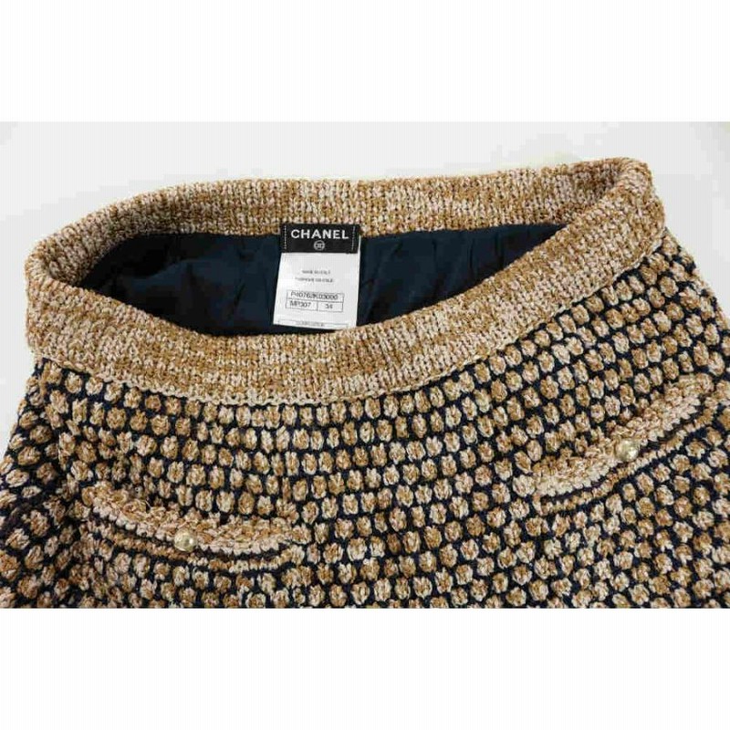高級】CHANEL シャネル スカート ツイード 切り替え バイカラー 38