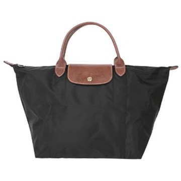 LONGCHAMP-短提把中型水餃包(黑色)M