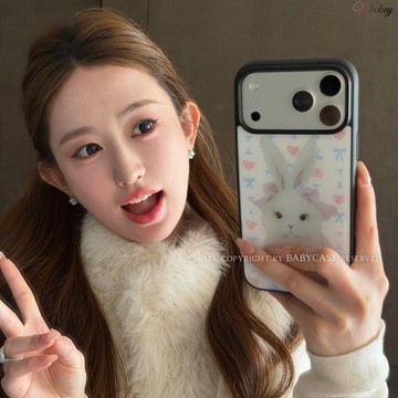 新款小白兔適用蘋果17手機殼iPhone16promax膚感15水凝殼14/13/12女