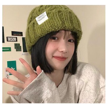 韓版ins保暖粗麻花針織顯小臉毛帽毛線帽情侶帽(男女適用)"玩美共和國"