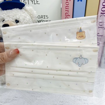 💛台灣有貨🚀🚀💛免運💛可開發票💛奶油風波點小象口罩可愛印花成人三層高顏值學院風顯臉小防塵透氣