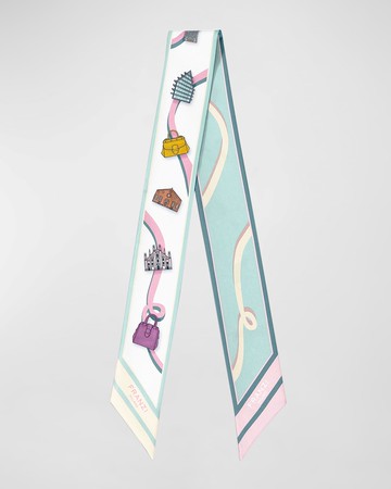 Printed Twill Silk Bandeau Scarf