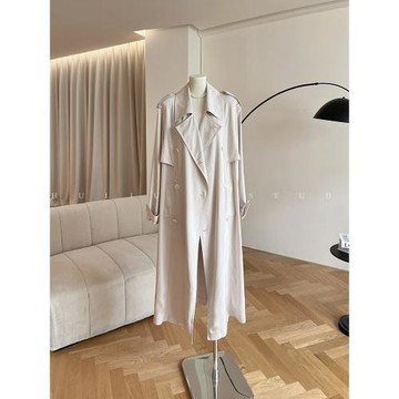 HULIULIU// 許妍趙露思同款白色風衣女翻領高級感小個子氣質外套