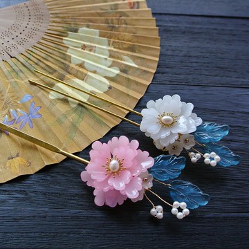 【墨徽閣】牡丹花簪/髮釵/髮梳/髮夾-八色